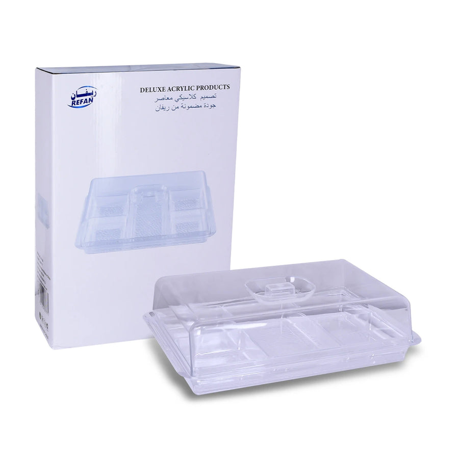 صينية تقديم اكريليك مستطيل شفاف مقسم 880777