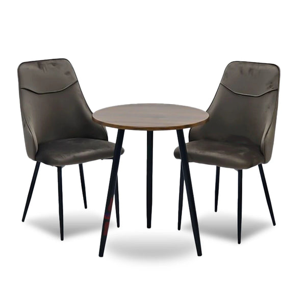 طقم طاولة شاي مع 2 كرسي بني