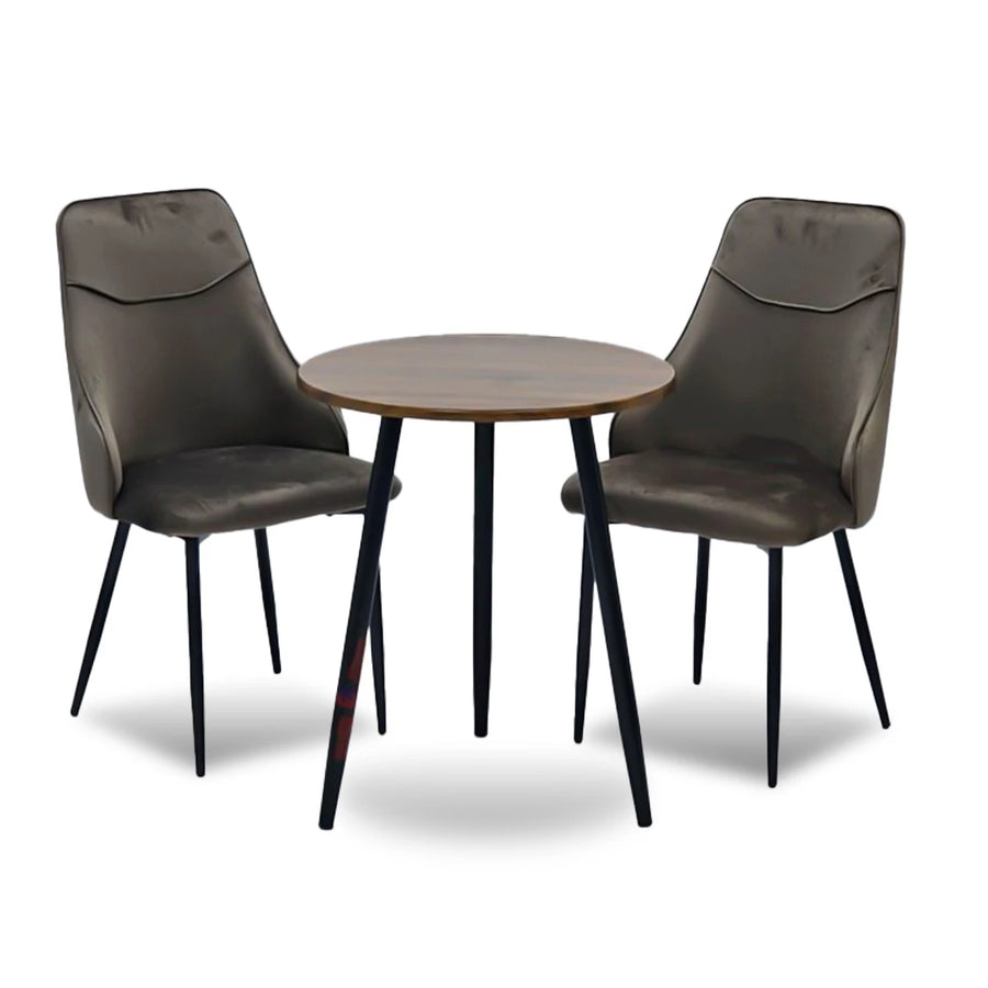 طقم طاولة شاي مع 2 كرسي بني