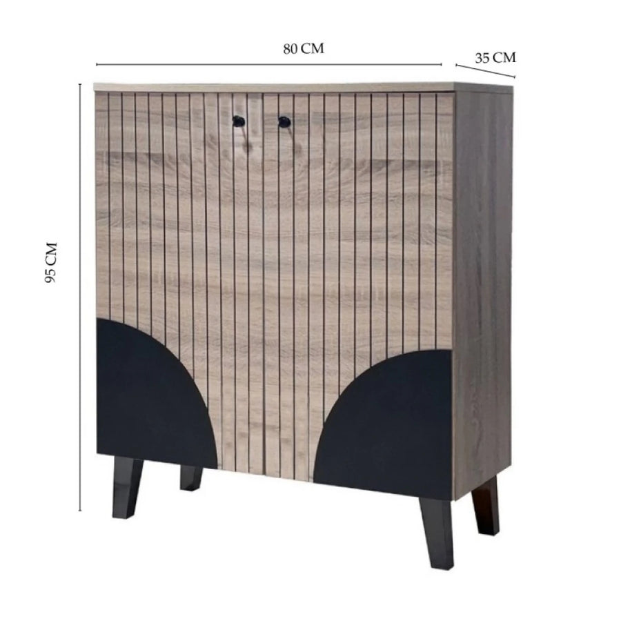 دولاب احذية خشب ماليزي 2 باب 80 × 35 × 95 سم خشبي اسود