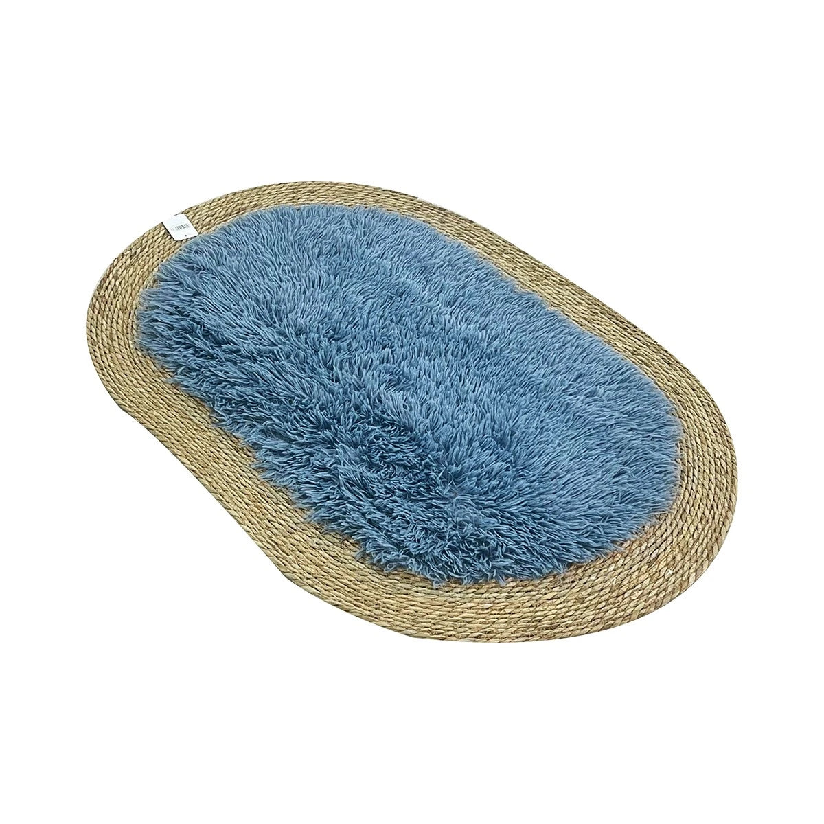 فرشة خوص مع فرو بيضاوي 100 × 70 سم