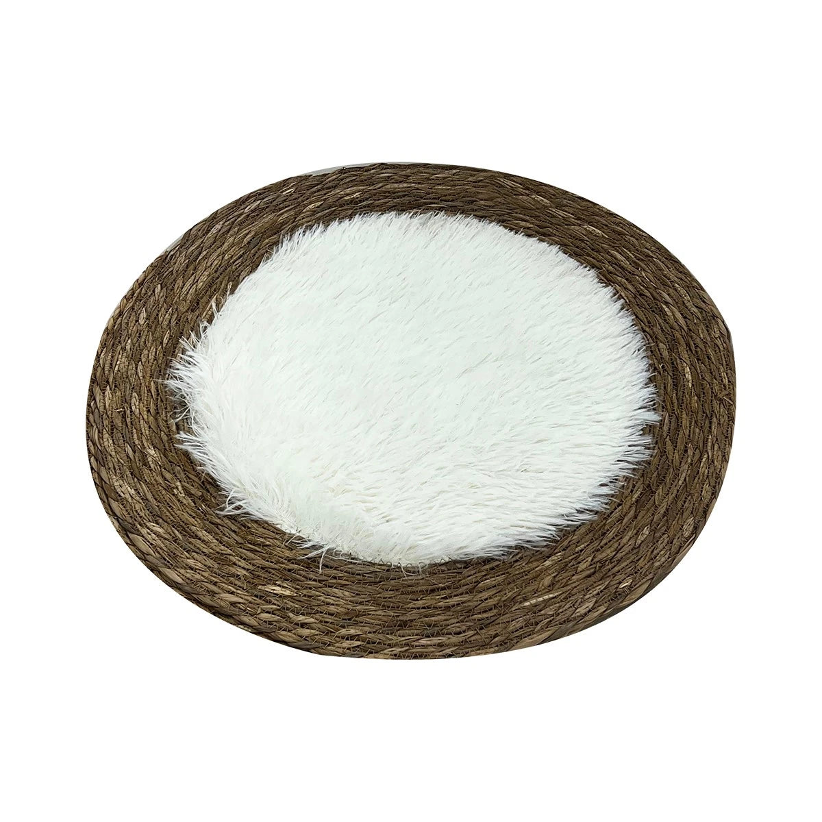 فرشة خوص مع فرو دائري 60 سم