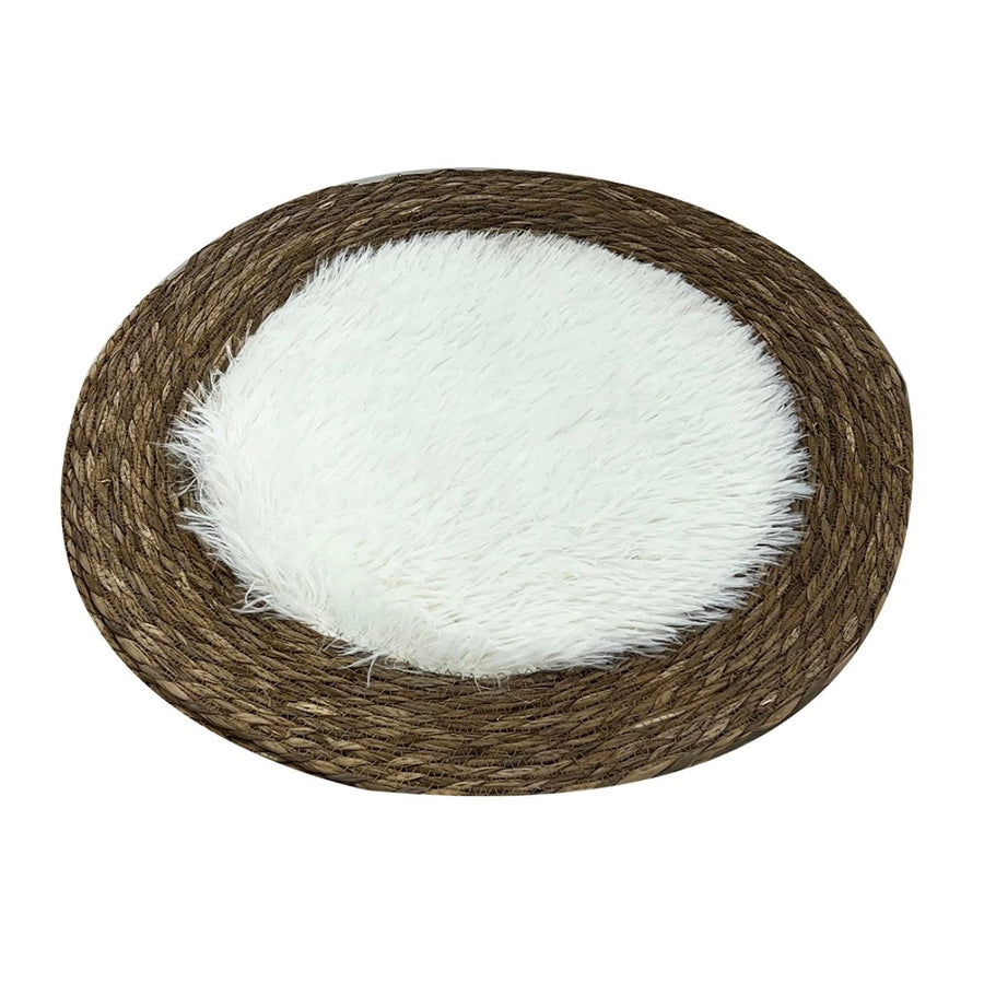 فرشة خوص مع فرو دائري 80 سم