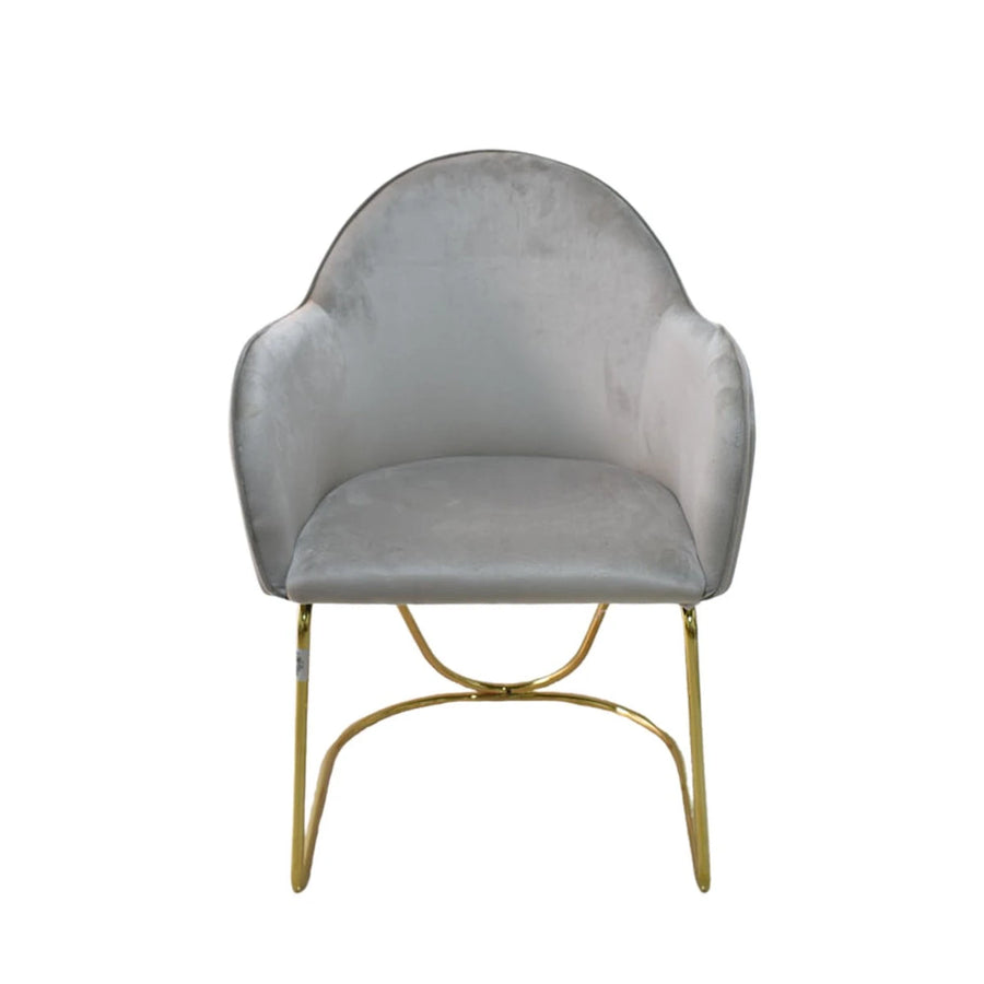 كرسي مخمل بيج ذهبي