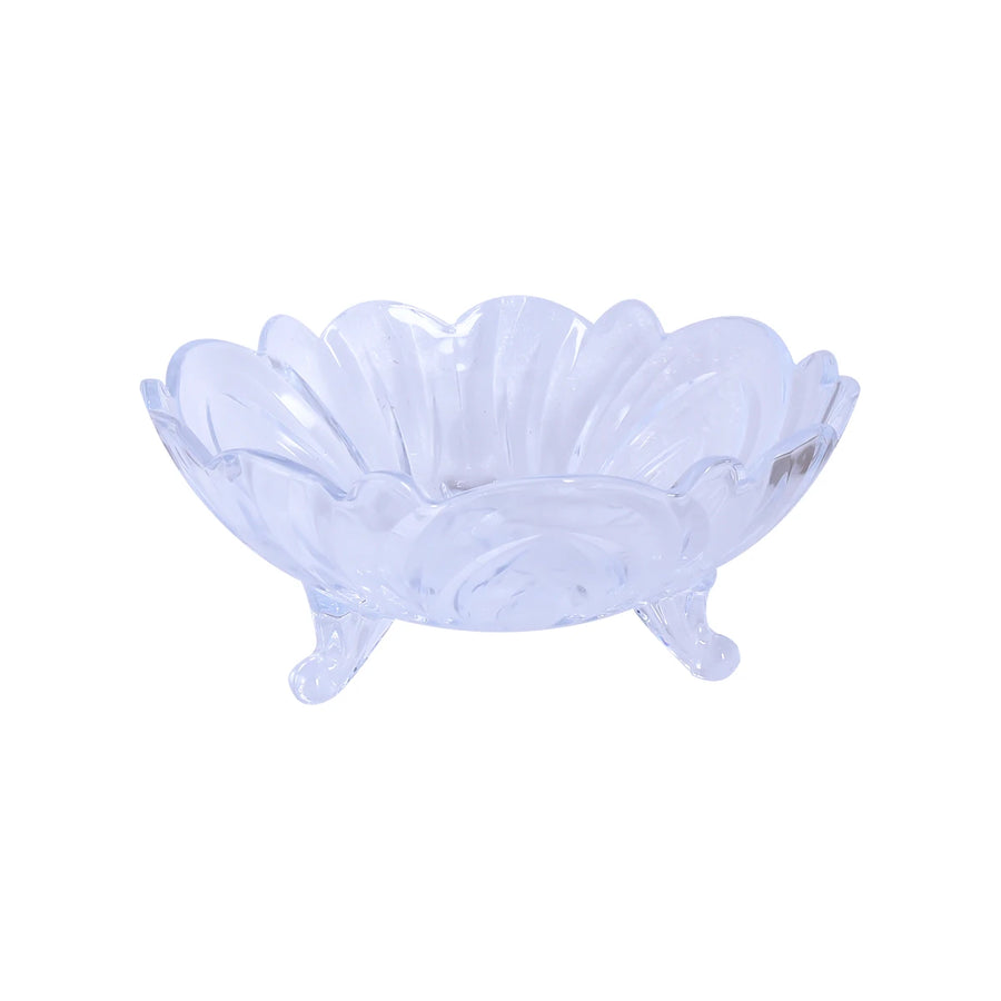 صحن تقديم فواكة زجاج دائري شفاف 21.5 سم