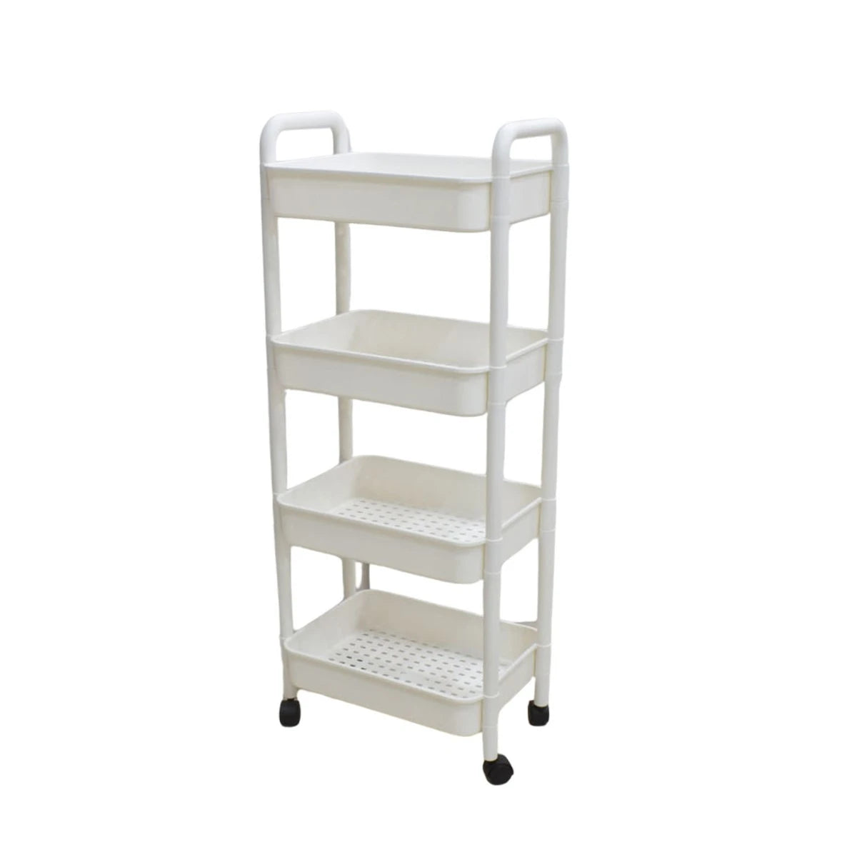 رفوف تخزين بلاستيك بعجلات 4 دور ابيض 0600568
