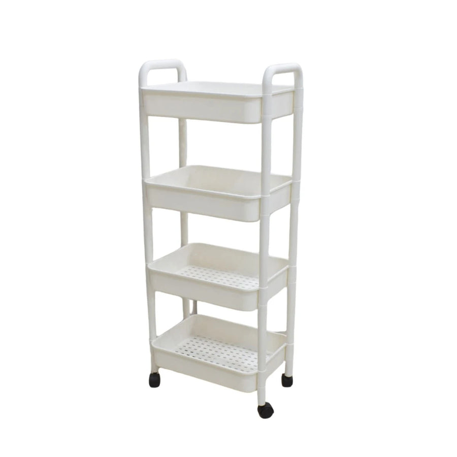 رفوف تخزين بلاستيك بعجلات 4 دور ابيض 0600568