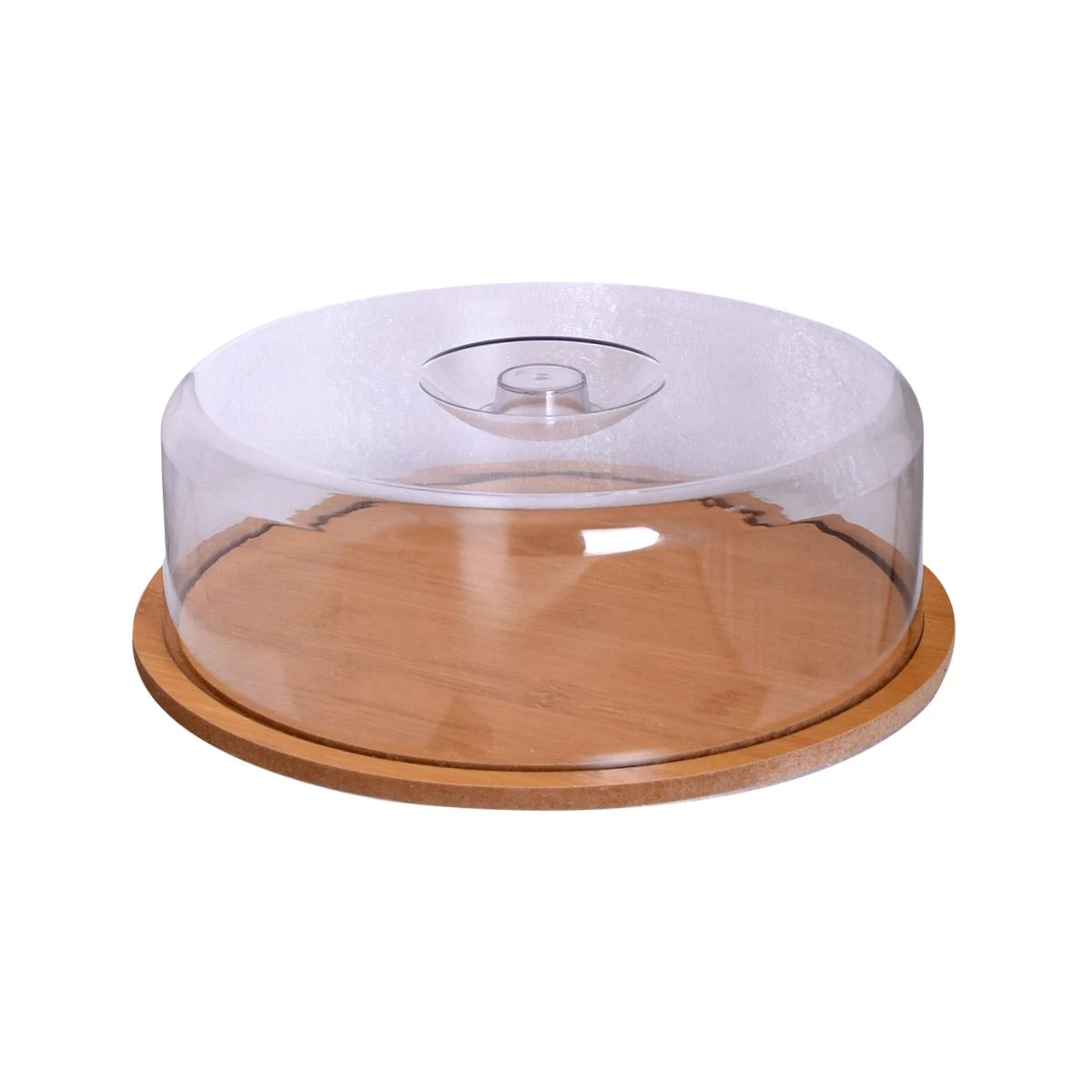 صينية تقديم خشب دائري بغطاء شفاف 25 سم 00396S