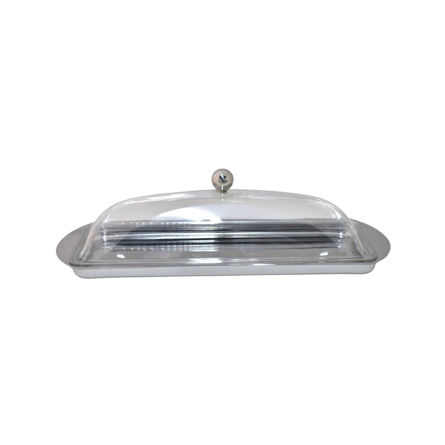 صينية تقديم استيل مستطيل بغطاء اكريليك شفاف 38 × 15× 5 سم 1021271
