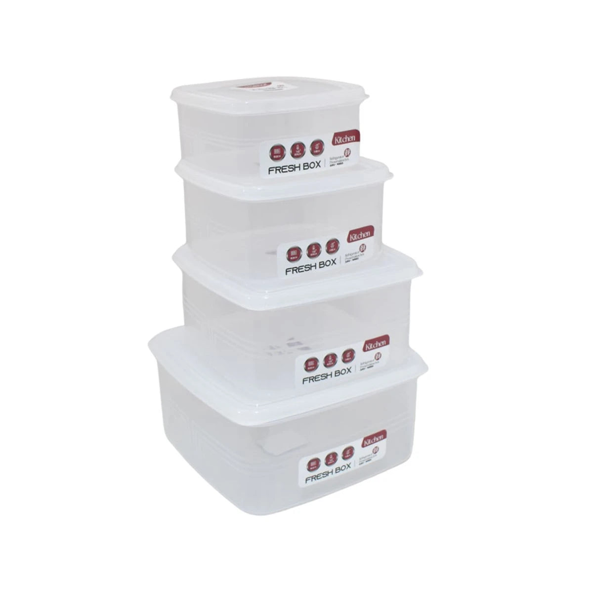 طقم حافظات تخزين بلاستيك مربع 4 قطعة FM6004808