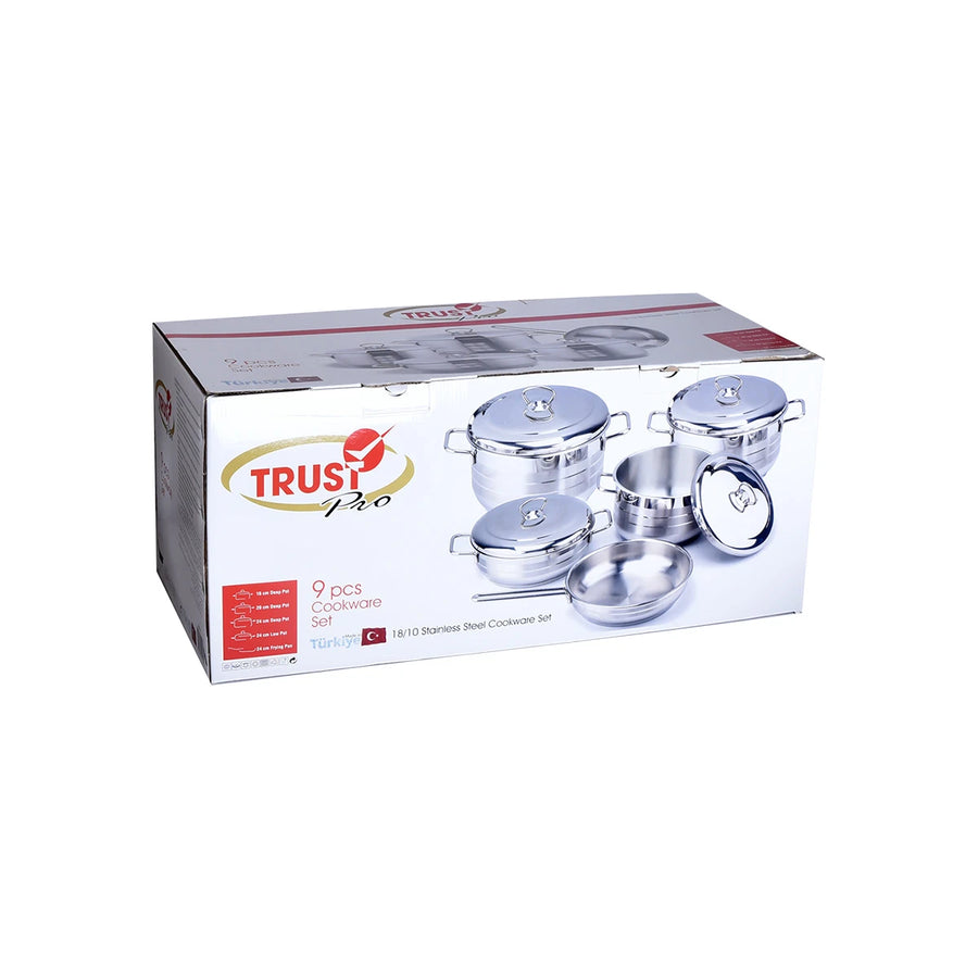 طقم قدور طبخ استيل تركي ترست 9 قطعة TRT9