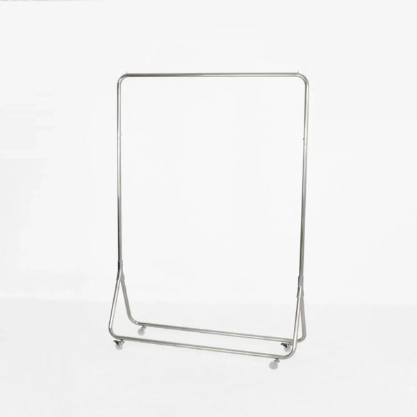 استاند تعليق ملابس استيل فضي بعجلات 120× 34.5× 171سم