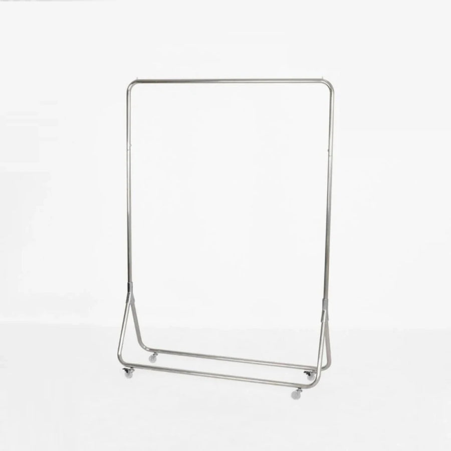 استاند تعليق ملابس استيل فضي بعجلات 120× 34.5× 171سم