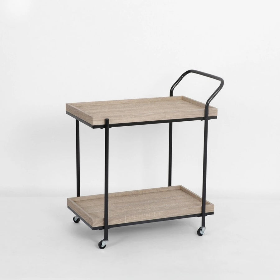 عربية تقديم خشب مستطيل 2 دور بيج اسود