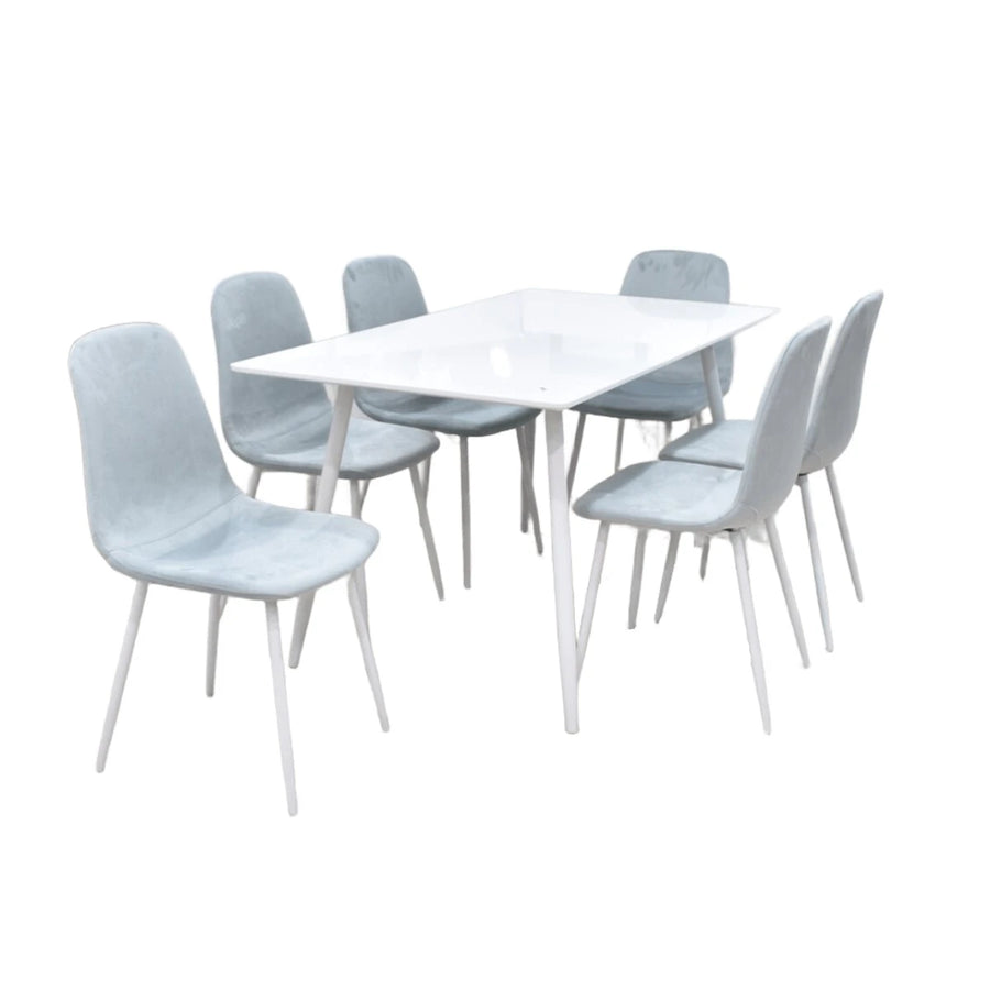 طاولة طعام خشب مع 6 كرسي ابيض