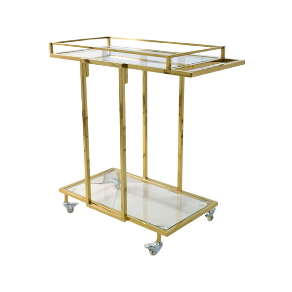 عربية تقديم استيل مستطيل ذهبي 2 دور