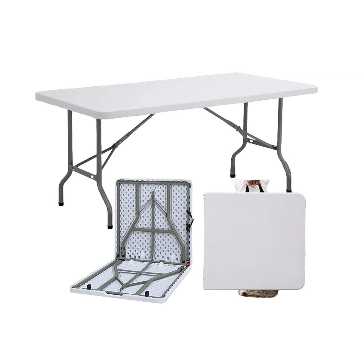 طاولة فايبر مستطيل ابيض قابلة للطي 180× 70× 74 سم