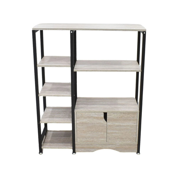 رف خشب متعدد الاستخدامات 91 × 34 × 113سم بيج