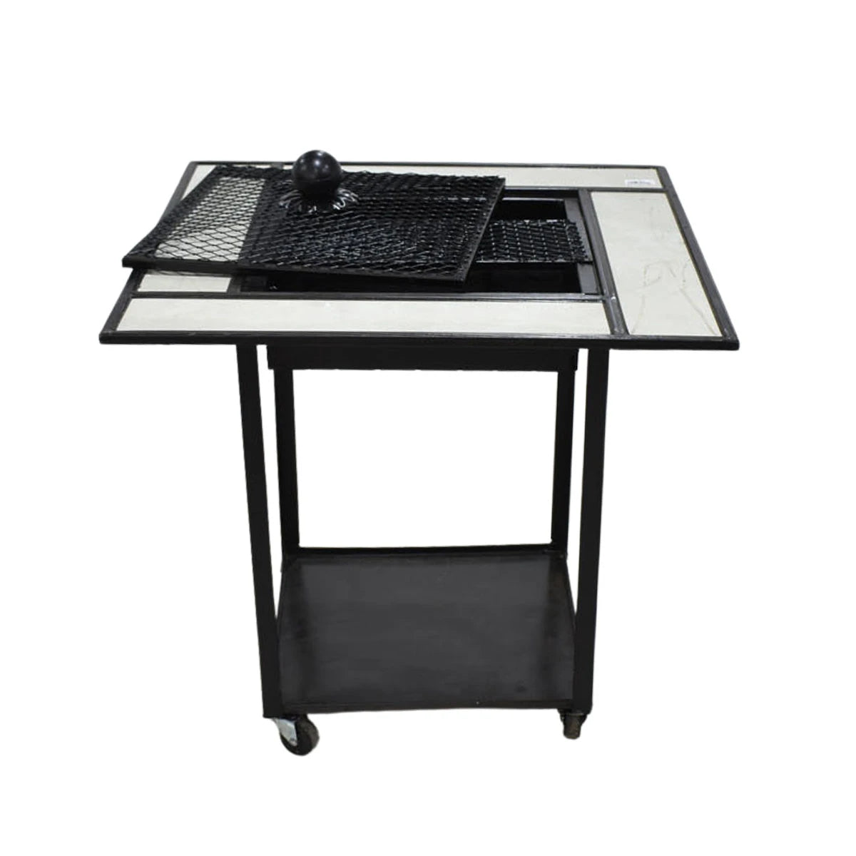 منقل شوي وتدفئة معدني بعجلات مربع 85 × 85 × 60 سم