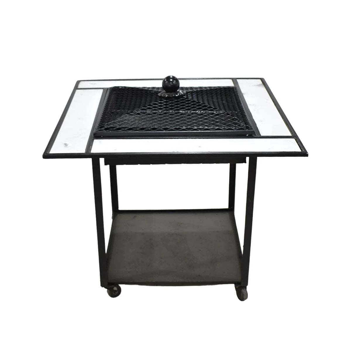 منقل شوي وتدفئة معدني بعجلات مربع 65 × 65 × 60 سم