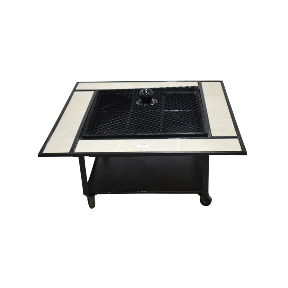 منقل شوي وتدفئة معدني بعجلات مربع 65 × 65 × 33 سم