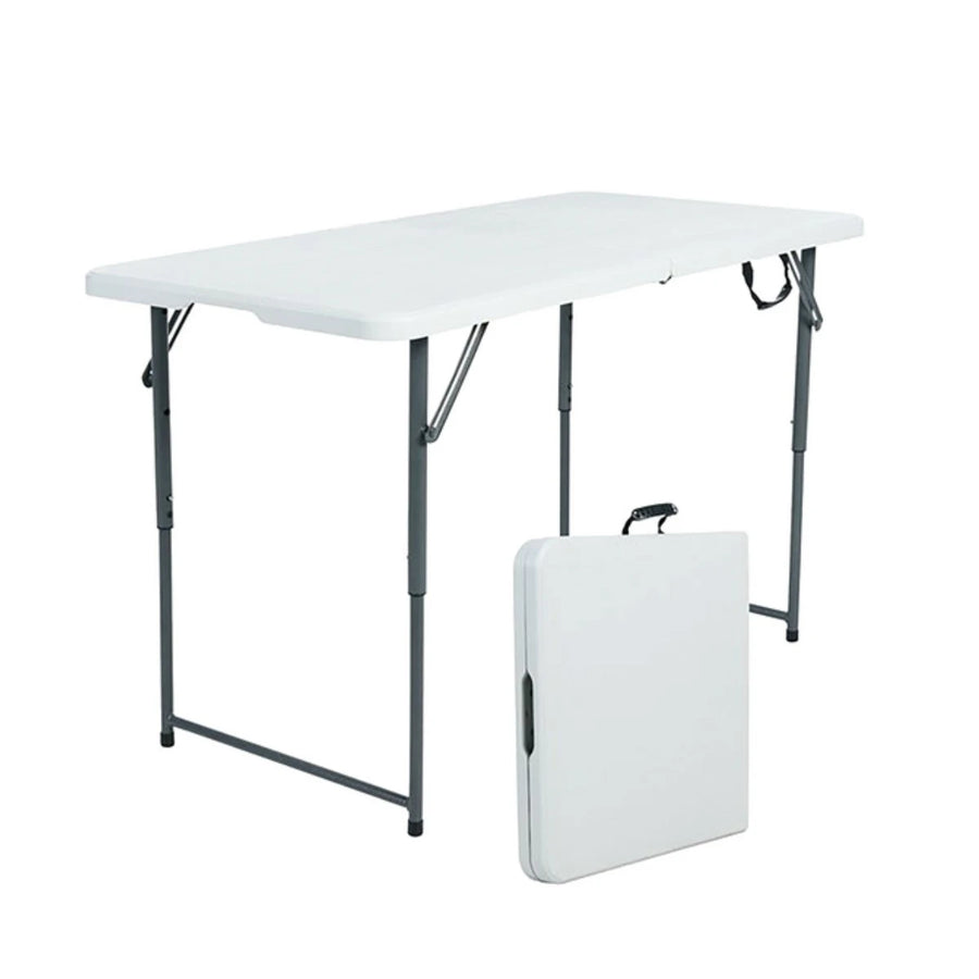 طاولة فايبر مستطيل ابيض قابلة للطي 122× 60 × 74 سم
