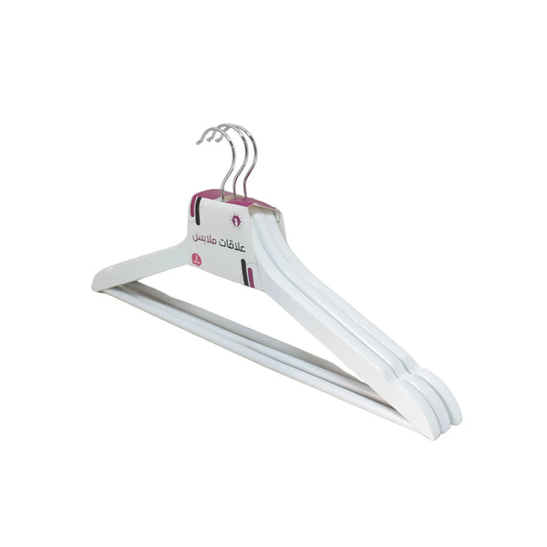 علاق ملابس خشب 3 قطعة ابيض