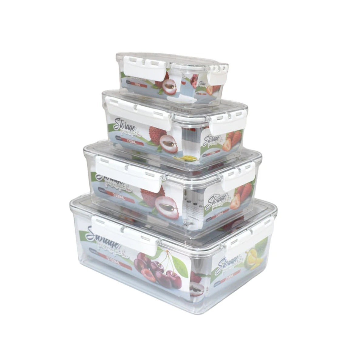 طقم حافظات تخزين اكريليك شفاف 4 قطعة مستطيل