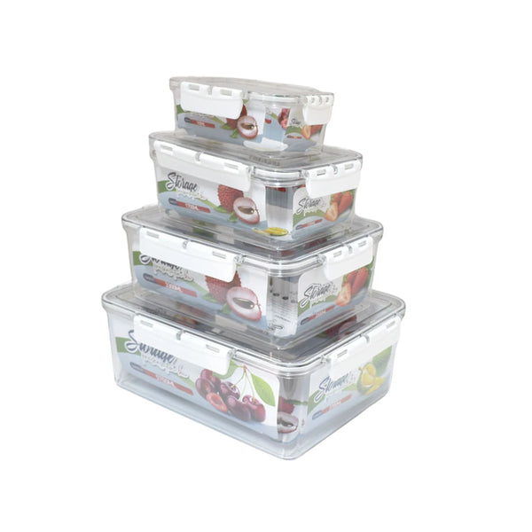 طقم حافظات تخزين اكريليك شفاف 4 قطعة مستطيل