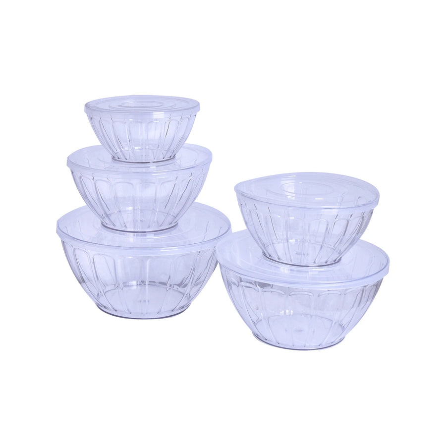 طقم حافظات تخزين بلاستيك شفاف 5 قطعة