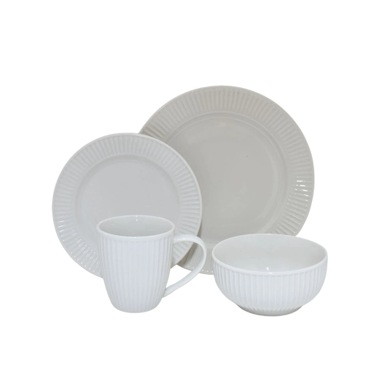 طقم اواني سفرة سيراميك 16قطعة ابيض