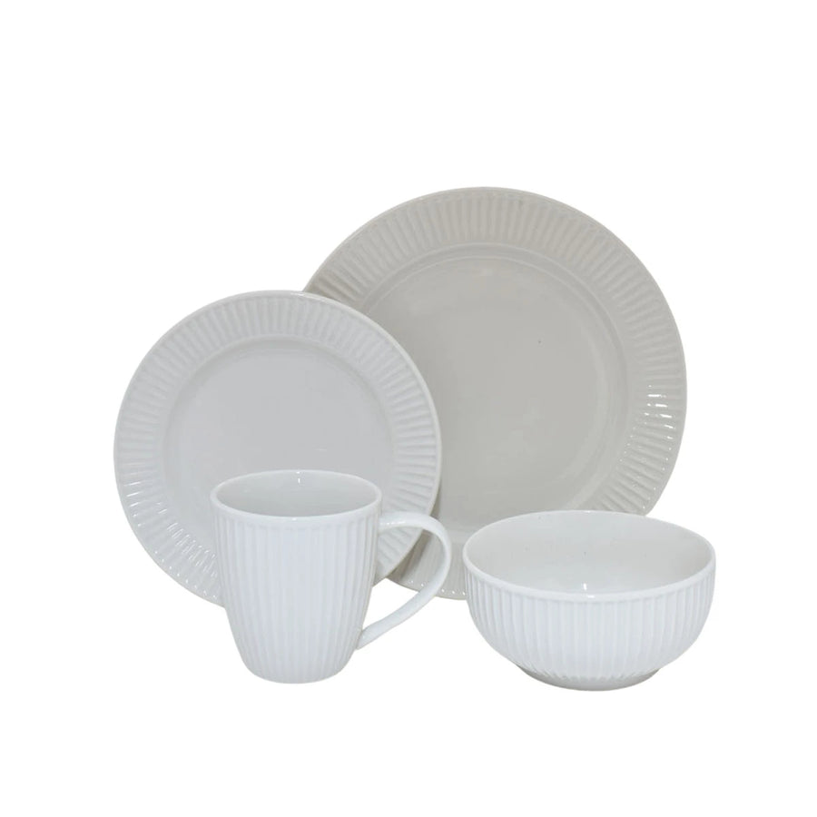 طقم اواني سفرة سيراميك 16قطعة ابيض