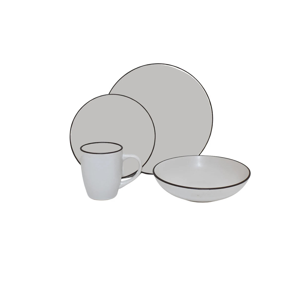 طقم اواني سفرة سيراميك 16قطعة رمادي فاتح