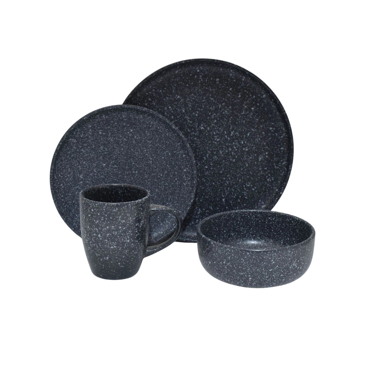 طقم اواني سفرة سيراميك 16قطعة اسود رخامي