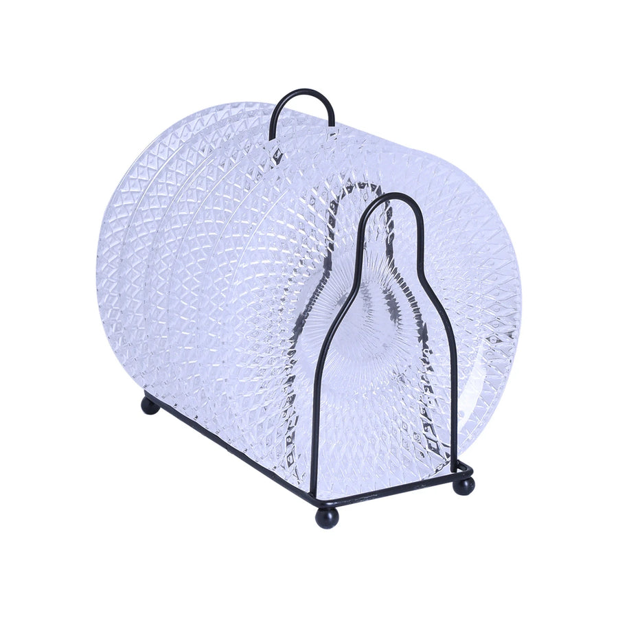 طقم صحون تقديم زجاج دائري شفاف مع شيال 7 قطعة