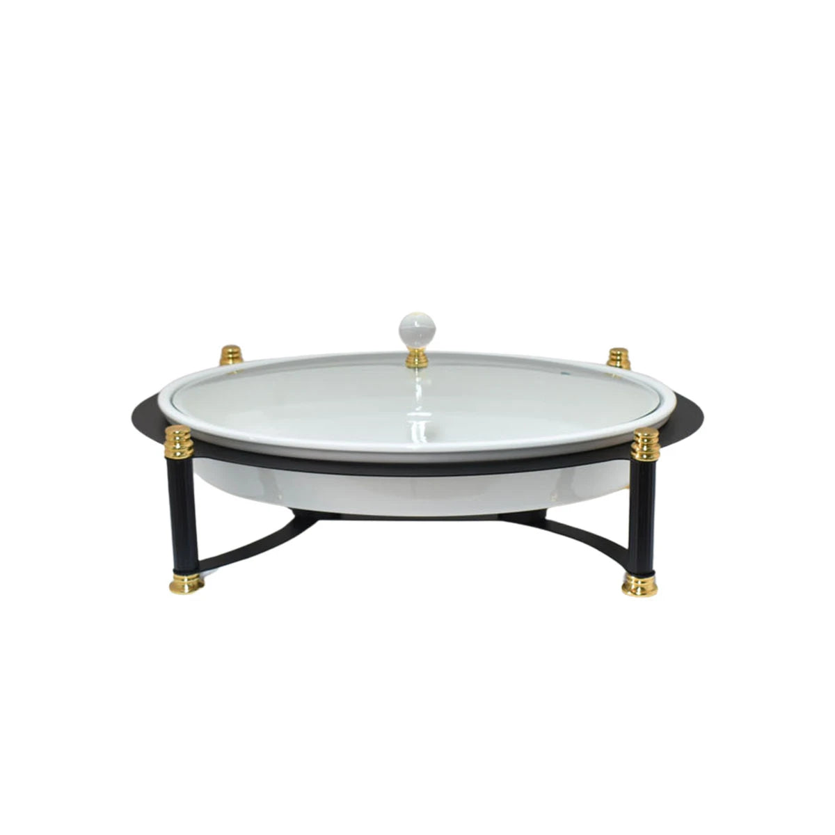 صينية تسخين طعام سيراميك بيضاوي بغطاء زجاج 14.5أنش