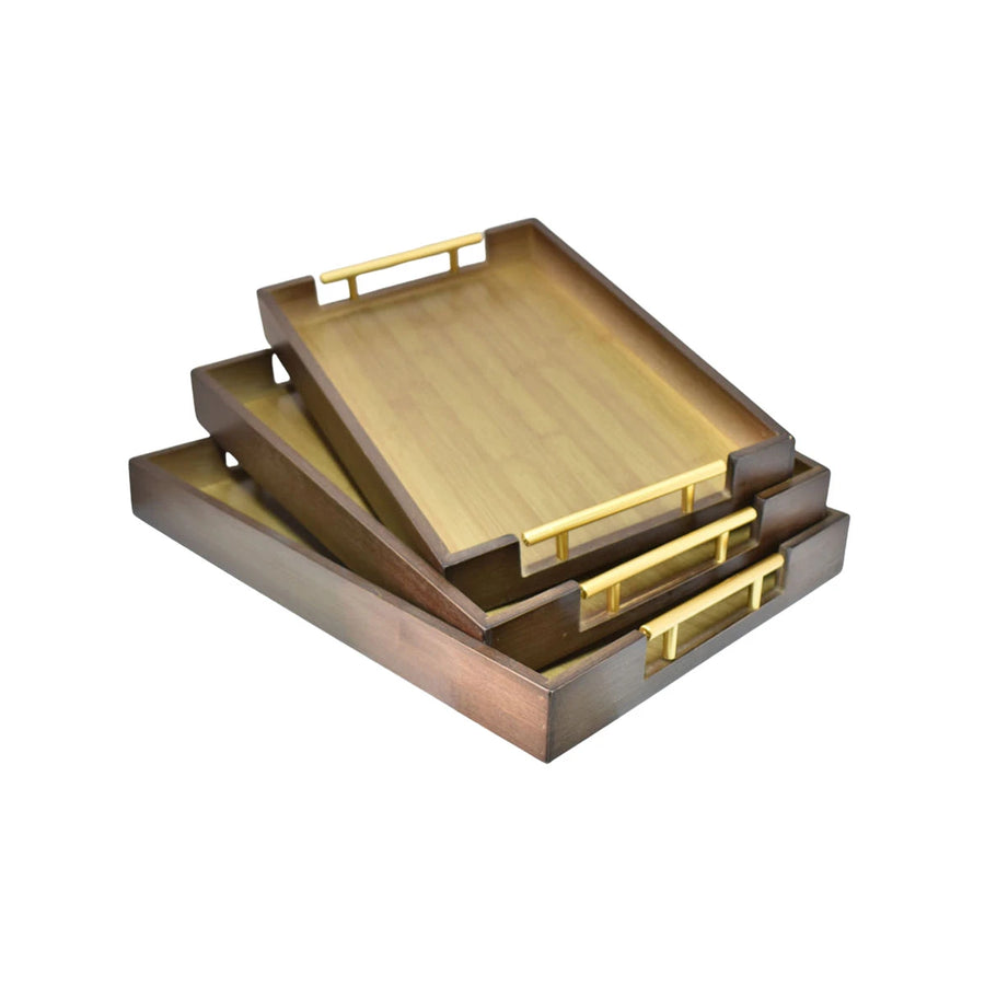 طقم طوفريات خشب مستطيل 3 قطعة