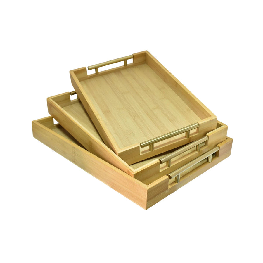 طقم طوفريات خشب مستطيل 3 قطعة