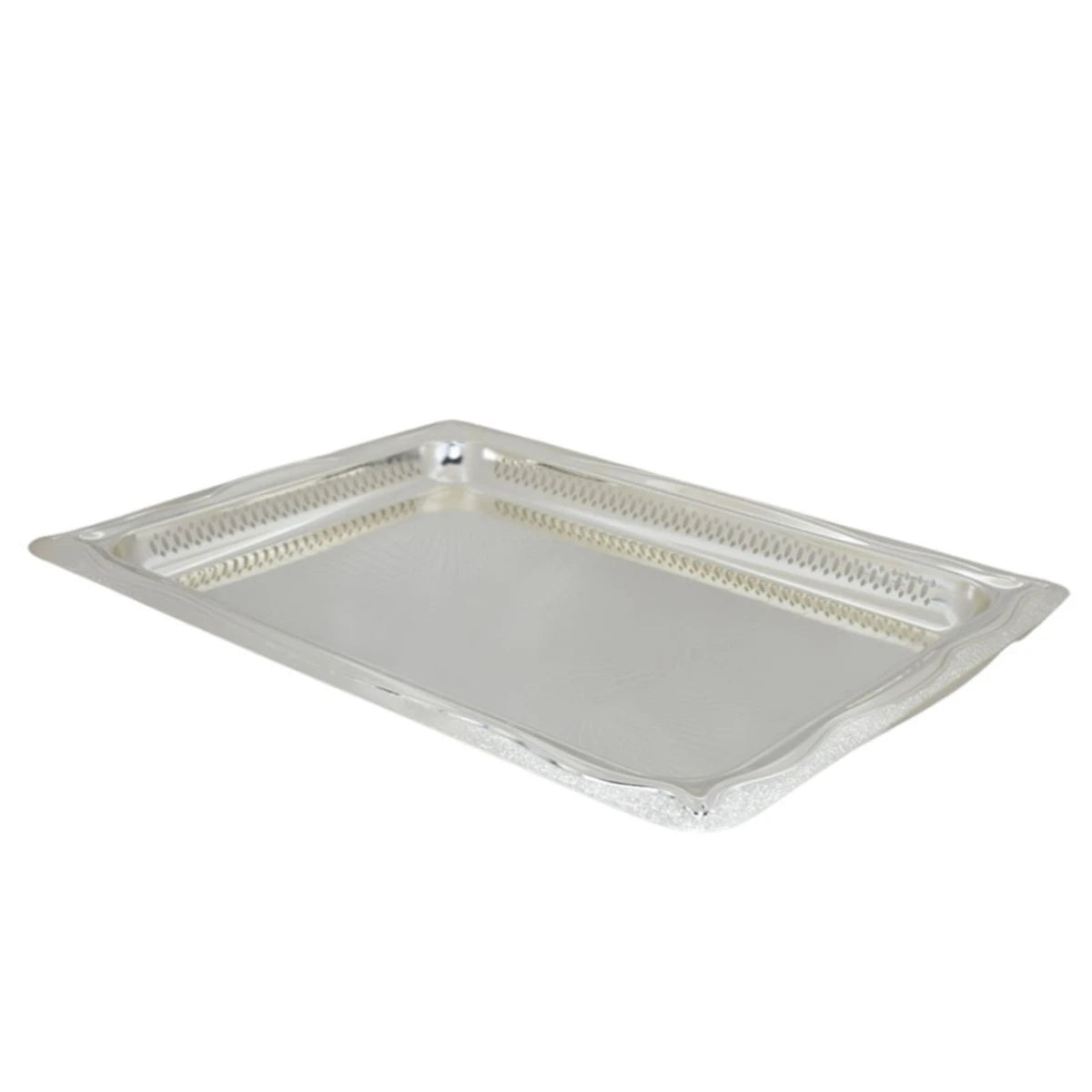 طفرية تقديم استيل مستطيل فضي 60 × 43 × 3.5 سم