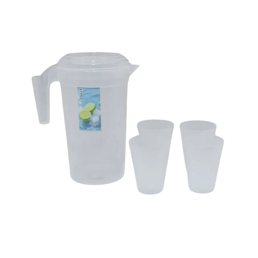 جاك بلاستيك شفاف 2.0 لتر مع 4 كاسات