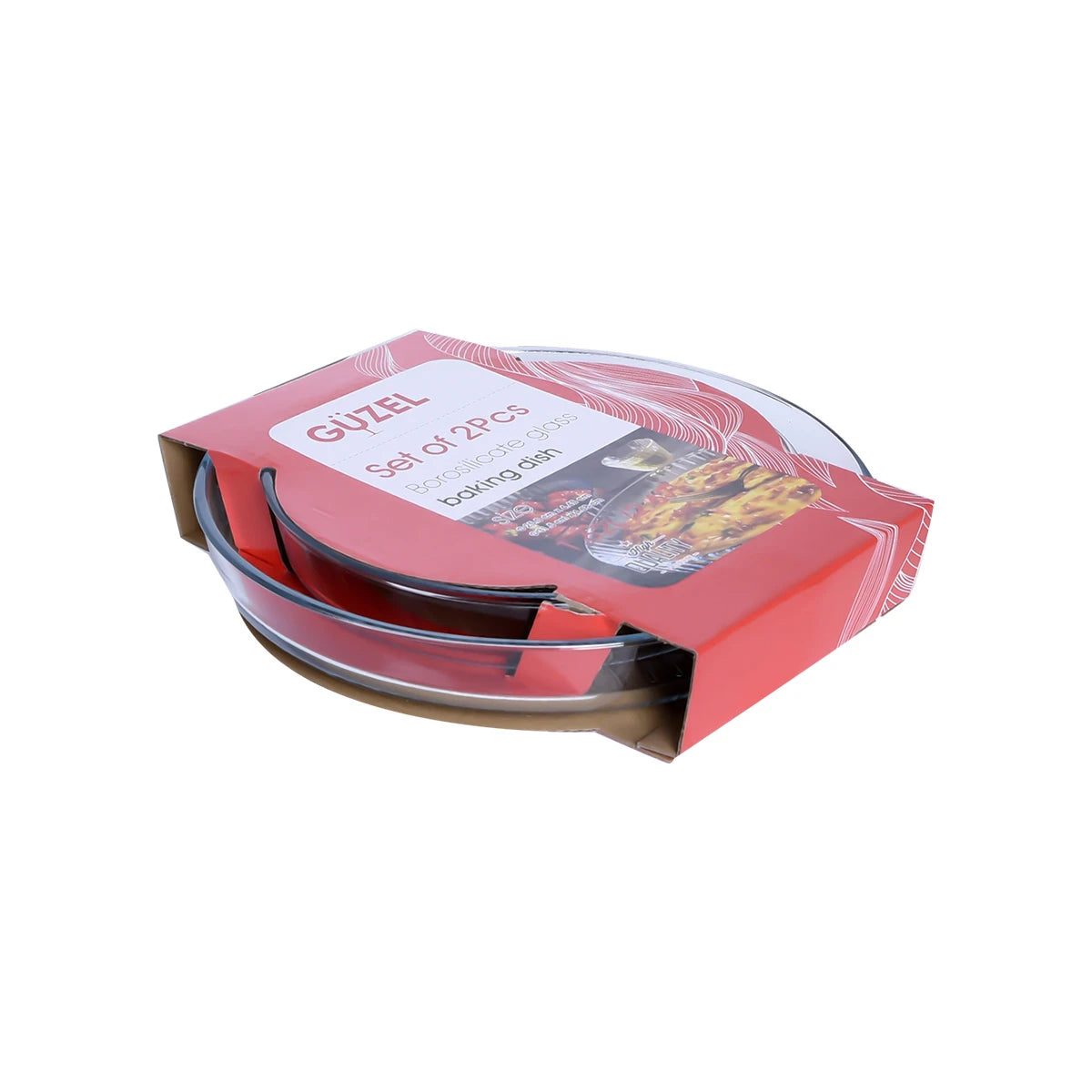 2-piece round glass oven tray set