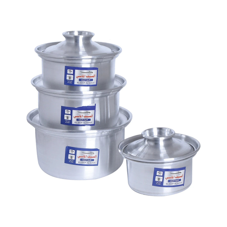 طقم قدور المنيوم السيف الماسي 4 قطعة