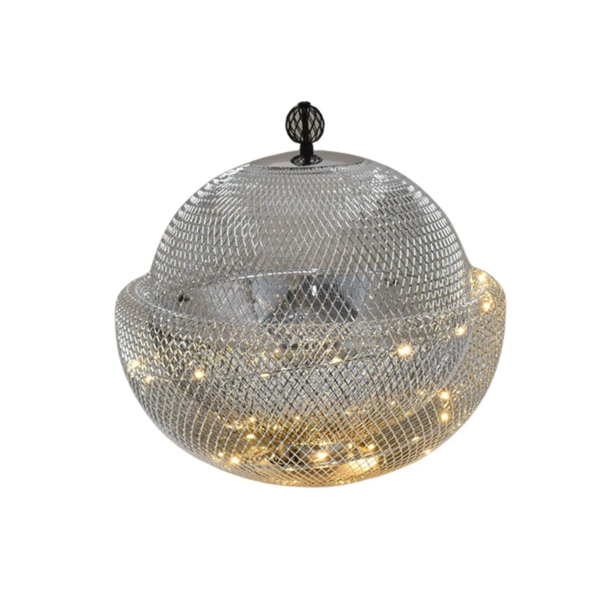 صحن تقديم لقيمات استيل دائري فضي 24 سم مع اضاءة