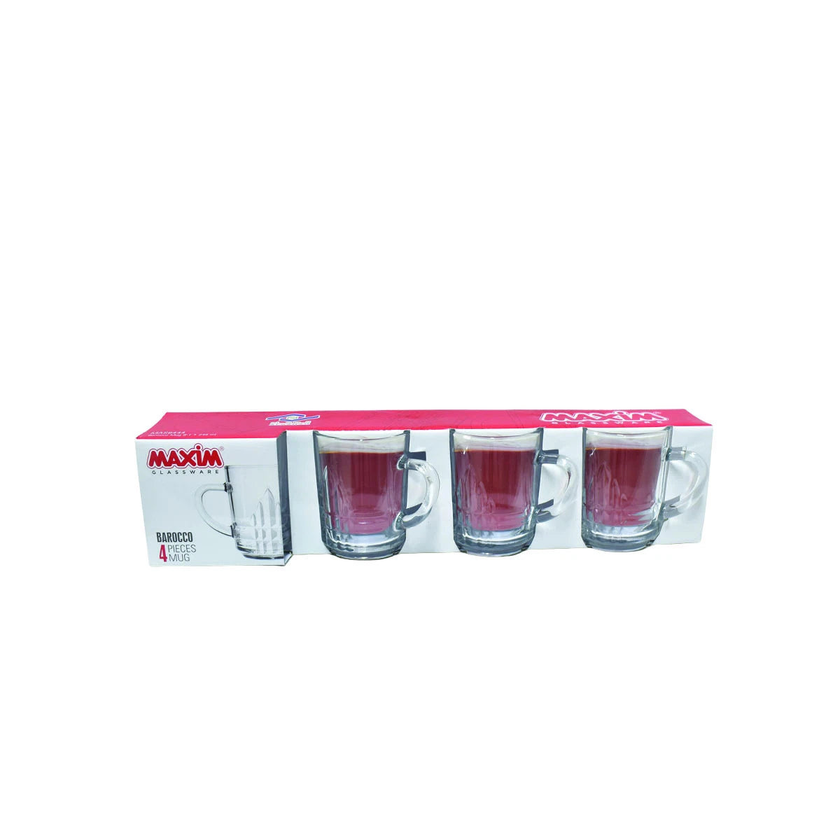 طقم كاسات زجاج شفاف 4 قطعة 245 مل