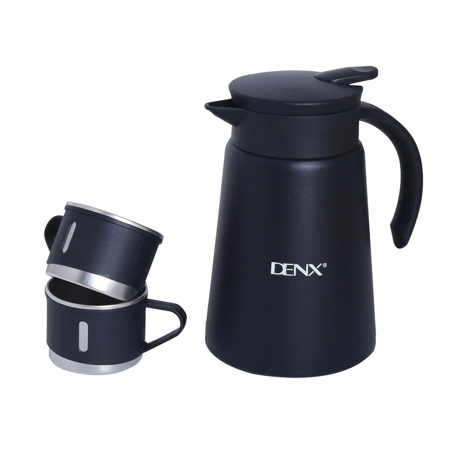 Stainless steel thermos with 2 cups, 880ml