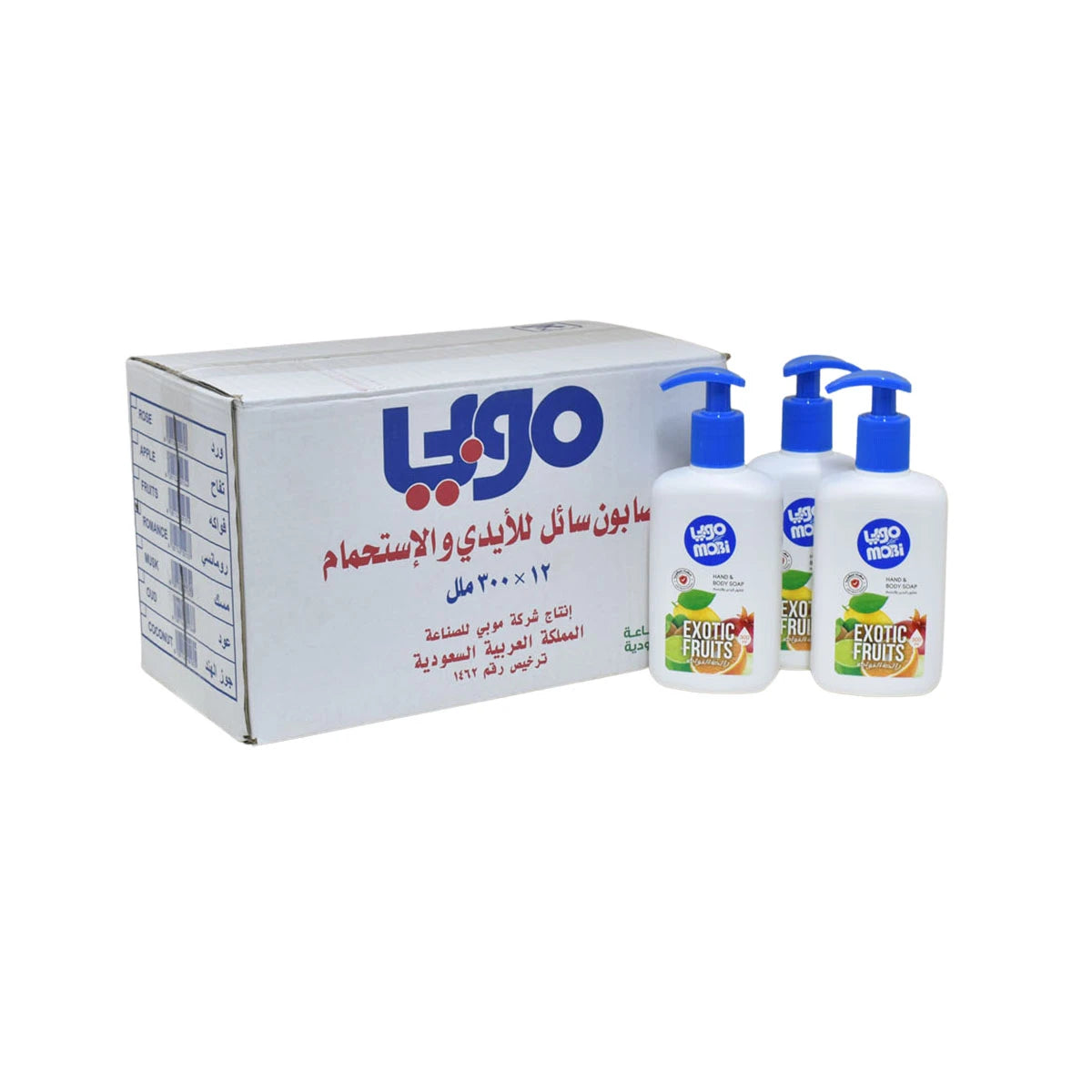 كرتون صابون سائل لليدين موبي برائحة الفواكة 12 قطعة × 300 مل