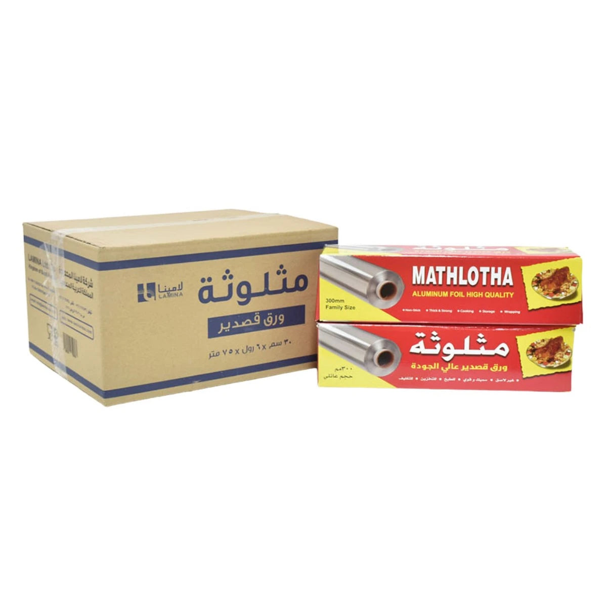 كرتون رول قصدير مثلوثة 30سم × 75متر - 6 قطعة