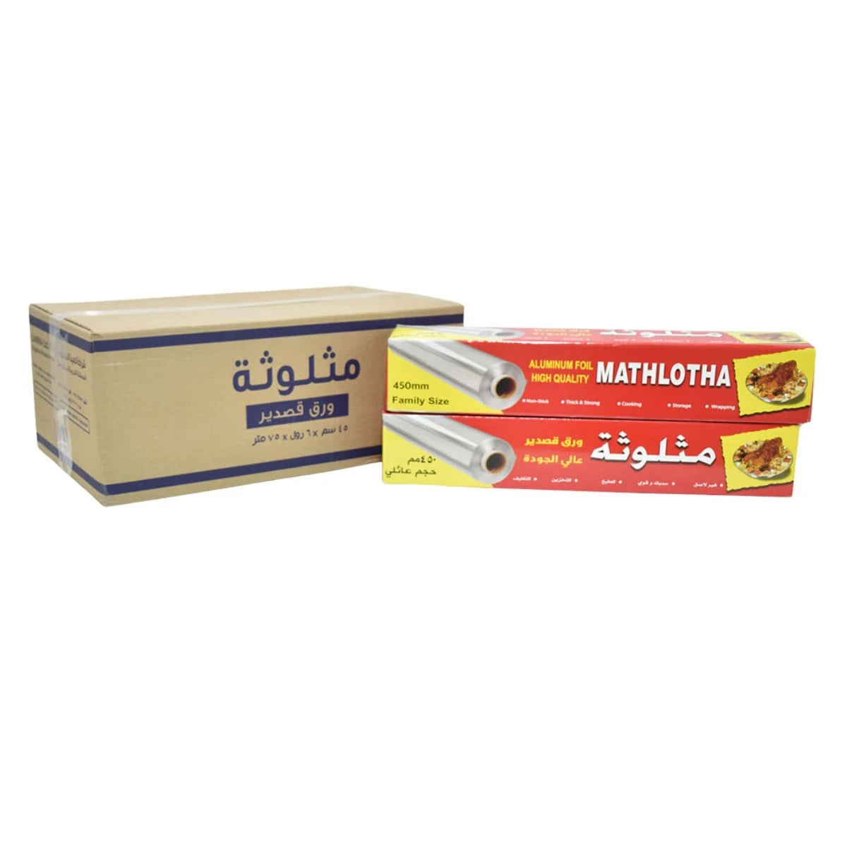 كرتون رول قصدير مثلوثة 45 سم × 75متر - 6 قطعة