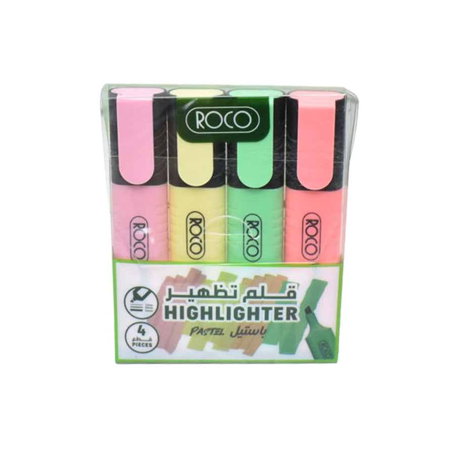طقم اقلام تظهير روكو باستيل 4 الوان
