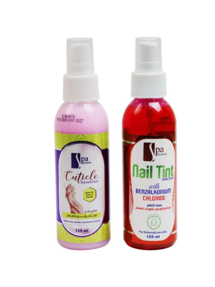 صبغة معقمة للاظافر و مطري مرطب لازالة الجلد الزائد من سبا سيستم ، 125 مل × 2